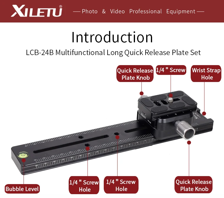 XILETU LCB-24B Verlängert Quick Release Platte Kit 240mm Nodal Rutsche Stativ Schiene Multifunktionale Universal Track Dolly Slider – Detail 2