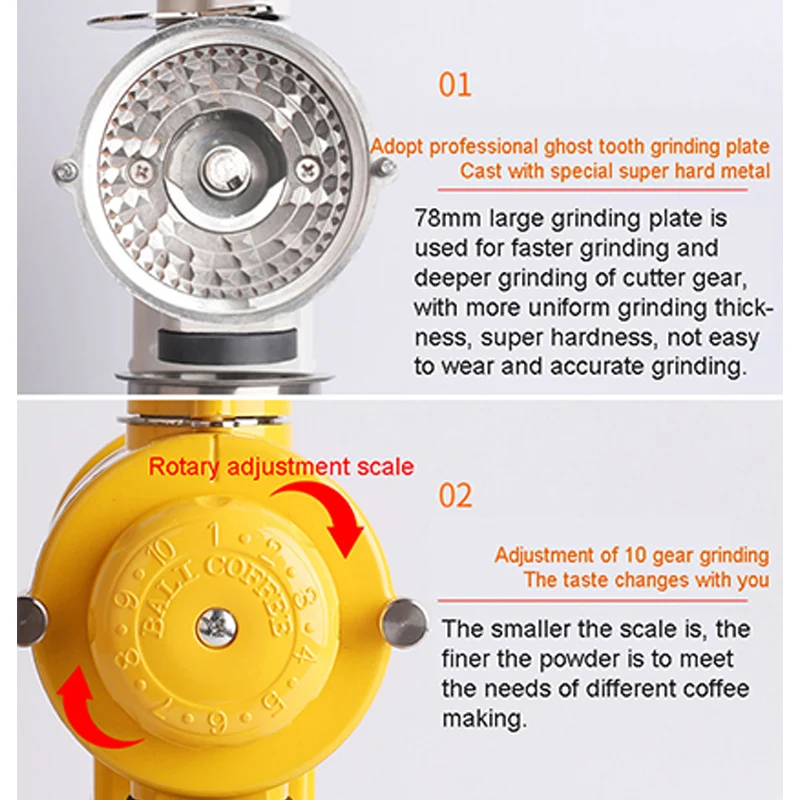 Moulin à café électrique ménager, 110V/220V, 10 fichiers, ajustable, automatique, pour herbes, noix, haricots, appareil de broyage, N520