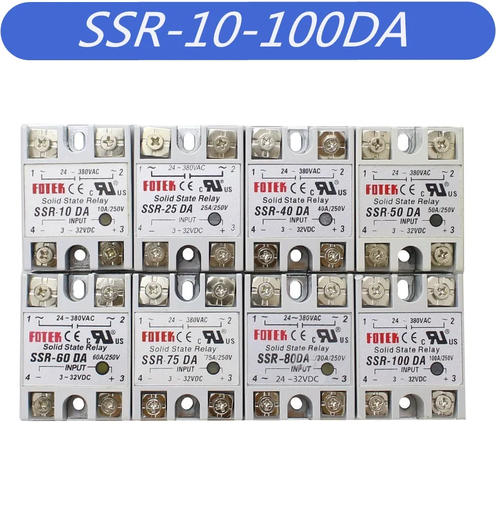 SSR-10 25  40 50 60 75 80  100DA DC control AC SSR white shell Single phase Solid state relay without plastic SSR-25DA SSR-40DA