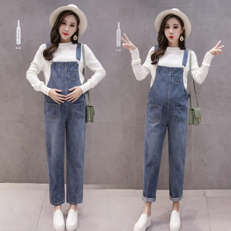 Denim Maternity Bib Pant Jeans Suspender Trousers Loose Pregnant Women One-Pieces Overalls Jumpsuit Pregnancy Clothing Plus Size