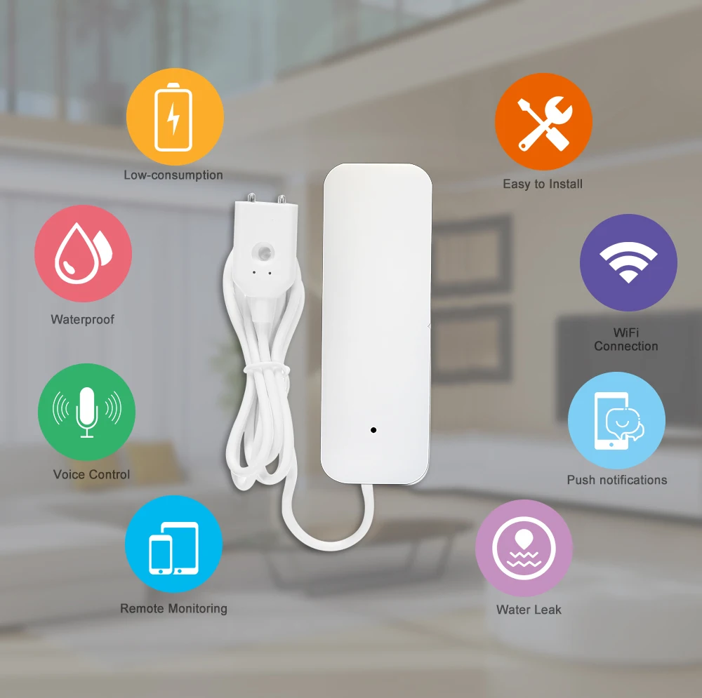 Tuya inteligente detector de vazamento de água wifi sensor de vazamento de água sensor de nível de água excesso alarme de segurança funciona com