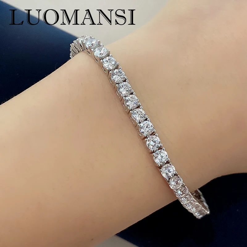 

Luomansi Fine Jewelry High Carbon Diamond Bracelet luxury 3*3MM Super Bright Wedding Gift for Friends 100% 925 Silver Wholesale