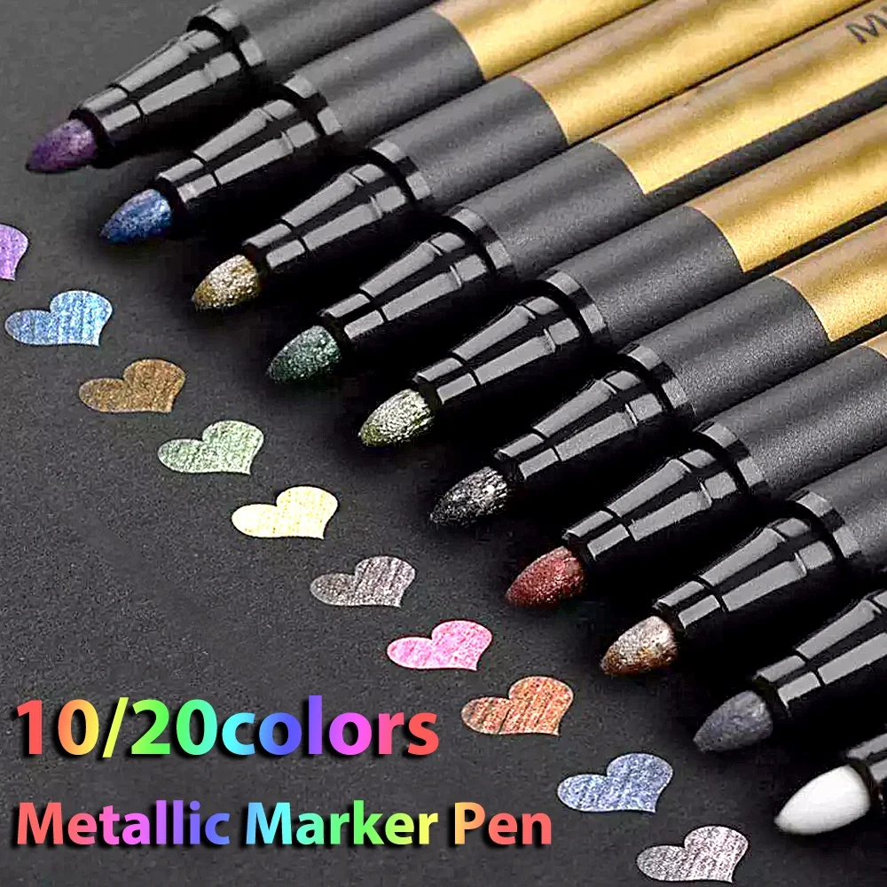 1pcs Colors Metallic Pen Manga Permanent Writing Art Acrylic Markers for Stones Skating Paper Glass Wall Drawing