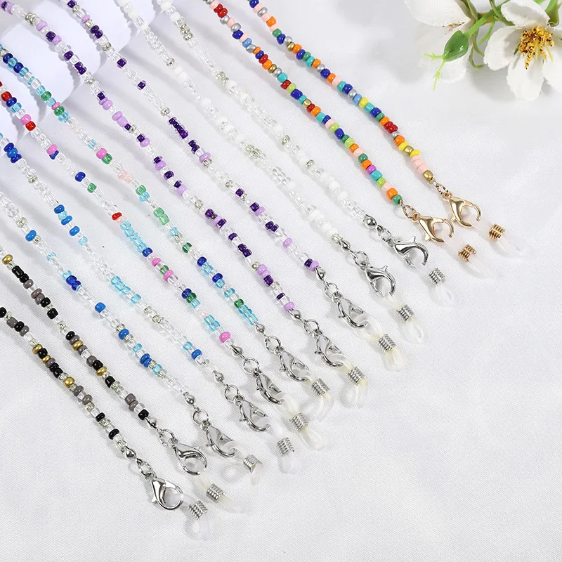 Bohemian Colored Mask Strap Beaded Glasses Chains Women Face Mask Lanyard Anti Slip Women's Neck Chain For Eyeglass Sunglasses