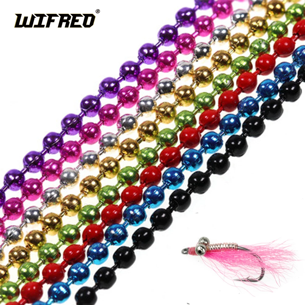 

Wifreo 1pc 45/60cm Fly Tying Metal Bead Chain Colorful Copper Dumbell Chain Eyes 1.2-4.5mm Nymph Fly Tying Material