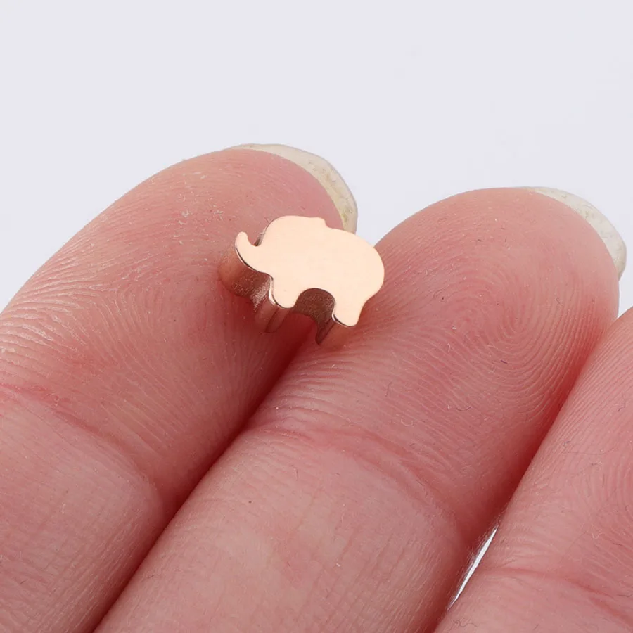 

30pcs Silver-Green Gold Elephants Small Hole Ball Charm Elephant Jewelry Making Stainless Steel 6*8mm Gemssun Designs
