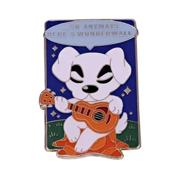 Animal Crossing KK Slider Badge Dog Playing Guitar Brooch So Anyway Here's Wonderwall Lapel Pins