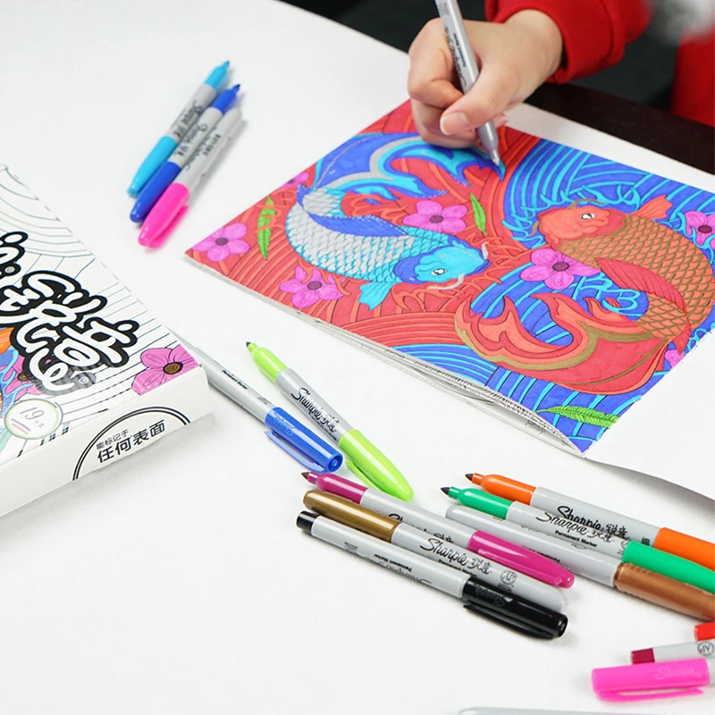 1pcs Sharpie Oil Marker Pens Colored Markers Art Pen Permanent Colour  Waterproof Double Head Office Stationery