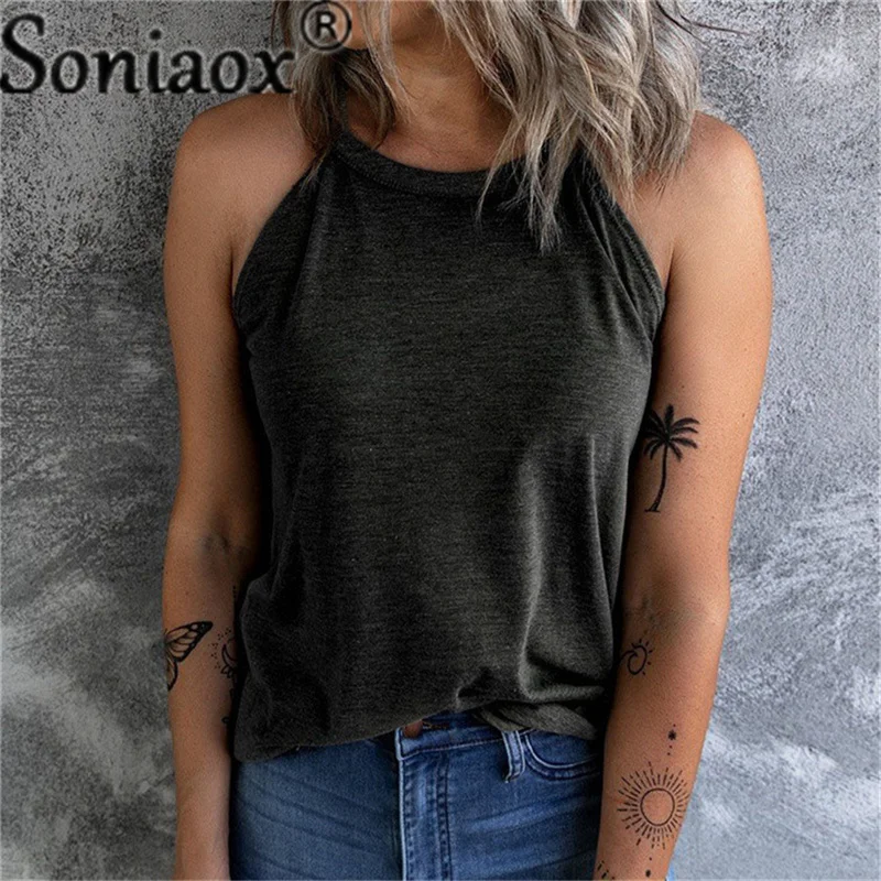 

2021 Summer Solid Color Vest Top Women Sleeveless T-Shirt Ladies Fashion Casual O-Neck Loose Tank Top Female Pullover Soft Tops