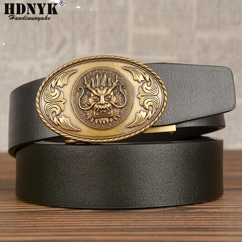 

Hot Sell Dragon Head Designer Automatic Buckle Genuine Leather Belt for Men Retro Buckle Strap Male Waistand Strap forGift