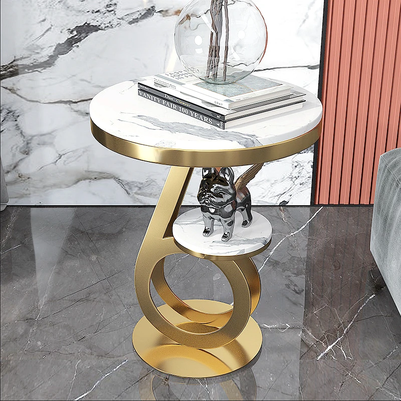 Music Notes Modeling Marble Table Luxury Marble Tea Table Light Luxury Corner Living Room Simple Creative Small Round Table