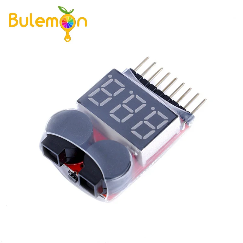 Lipo F00872 Battery Voltage Tester Volt Meter Indicator Checker Dual Speaker 1S-8S Low Voltage Buzzer Alarm 2in1 2S 3S 4S 8S