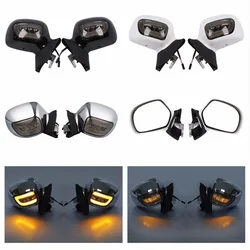 Motorcycle Rearview Mirrors LED Turn Signals Smoke Lens For Honda Goldwing GL1800 2001-2017