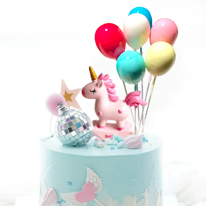 Unicorn Cake Topper Rainbow Cloud Balloon Cake Flags Birthday Kids Favors Cake Decor Party Cupcake Topper Baby Shower Girl deco