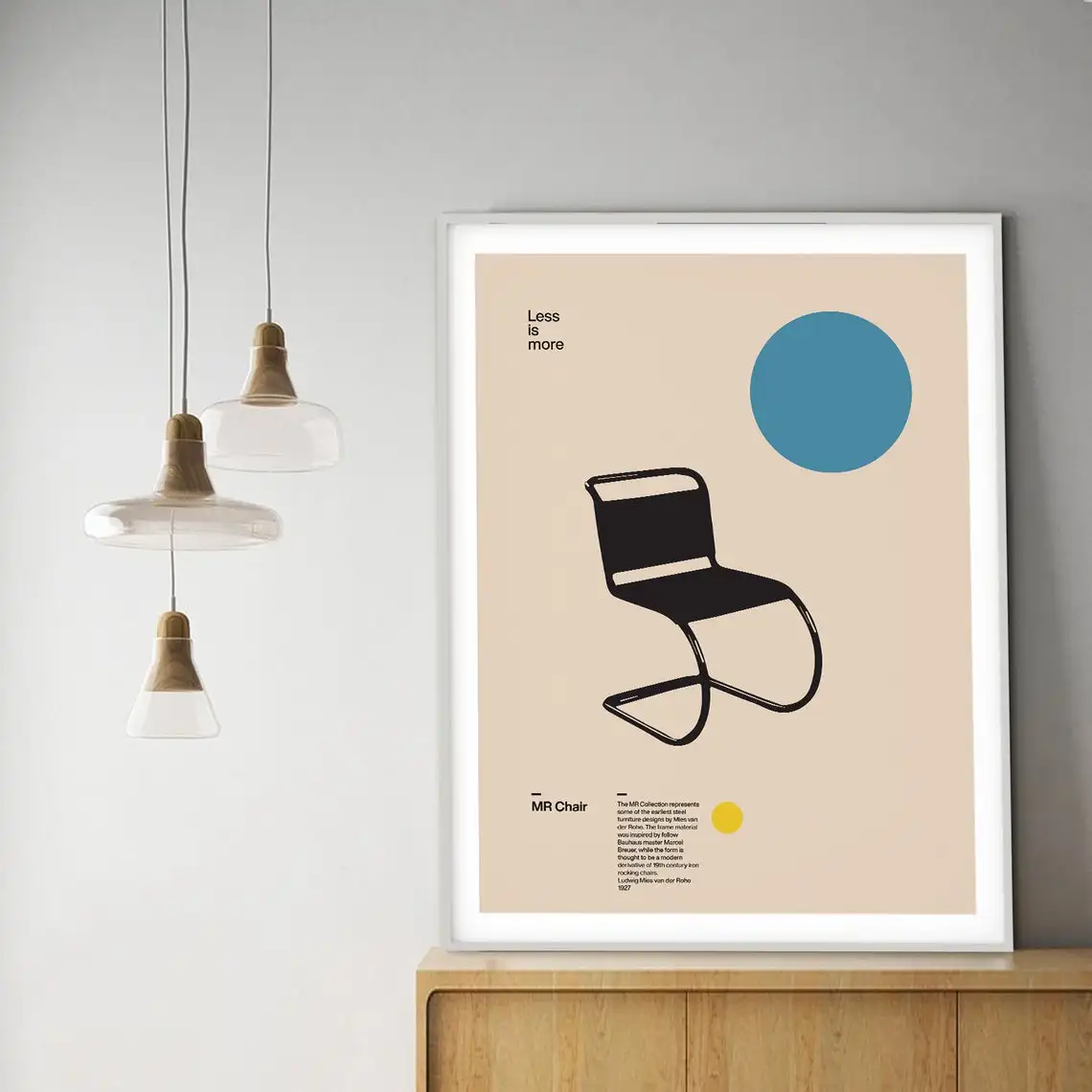 MR Chair Poster by Ludwig Mies Van Der Rohe - Minimalist Bauhaus Furniture Design Artwork for Home Office Decor