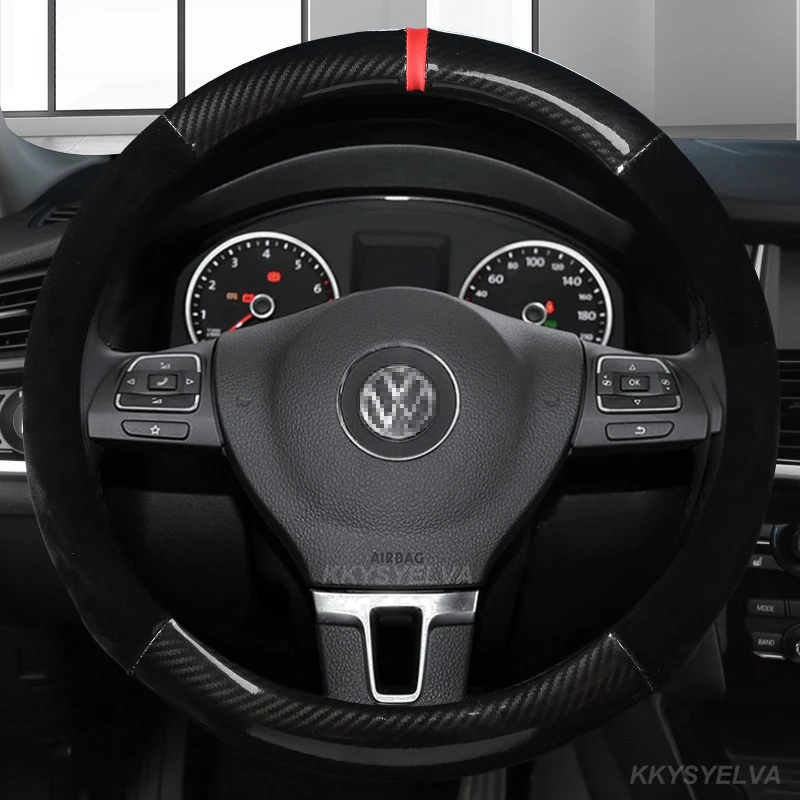 Car Steering Wheel Cover Carbon Fiber For VW GOLF 7 2015 POLO JATTA Passat Tiguan For Nissan Qashqai J11 X-trail T32 2015- 2021