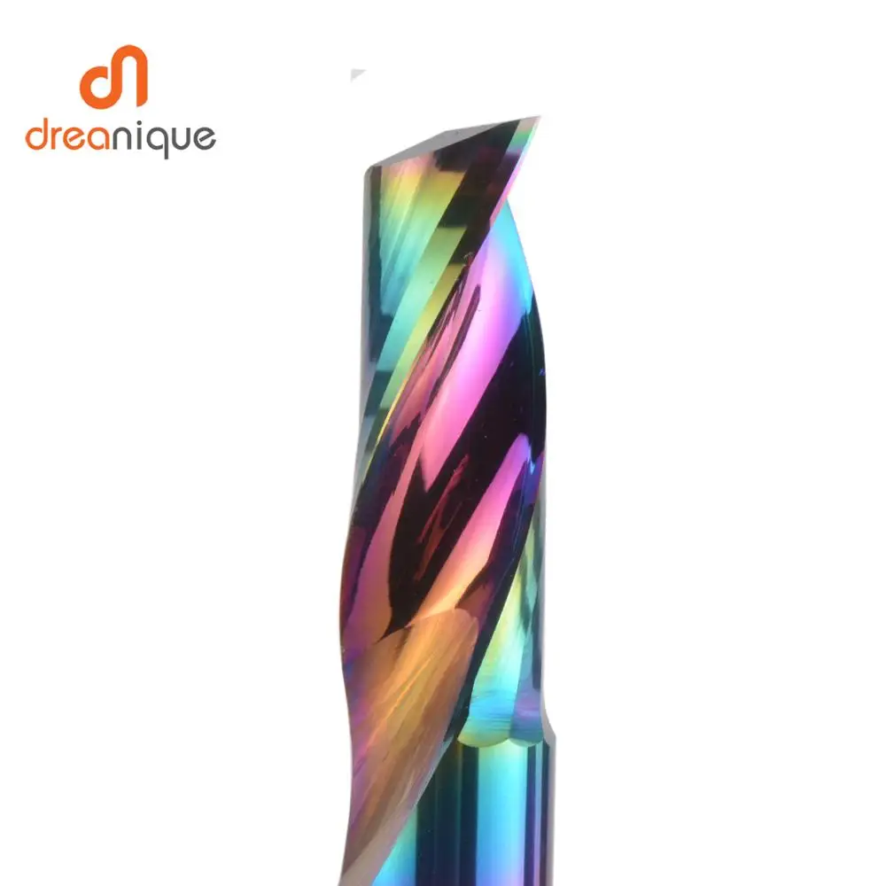 Dreanique-CNC Fresa Bit para Alumínio, Flauta Única, Tungstênio Sólido, Liga de Carboneto, End Mill, DLC Revestimento, 3.175, 4mm, 6mm, 8mm, 1Pc