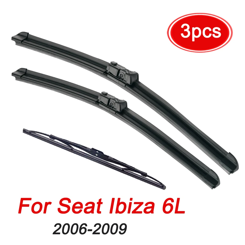 MIDOON Wiper LHD RHD Front & Rear Wiper Blades Set For Seat Ibiza 6L 2006 2007 2008 Windshield Windscreen Window 21