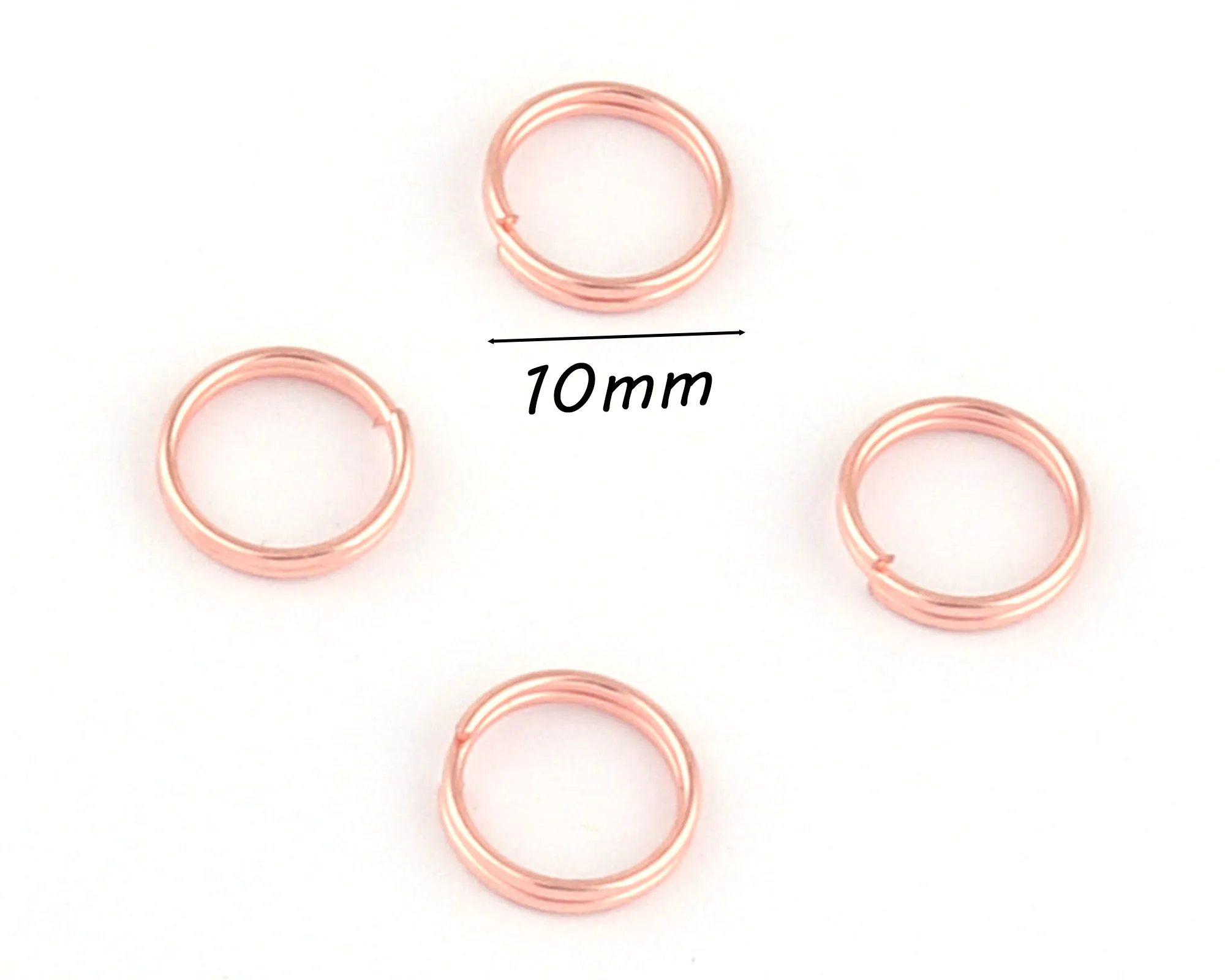 10mm Rose Gold Double Split Ring Purse Making Hardware Key Ring Hook Clip Jewelry Making Metal Clasp Connector Dog Collar