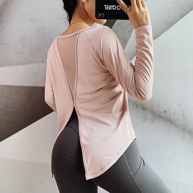 

Yoga Crop Top Top Women's Long Sleeve Yoga Shirt Running Training T-shirt Top Deportivo Mujer Camisetas