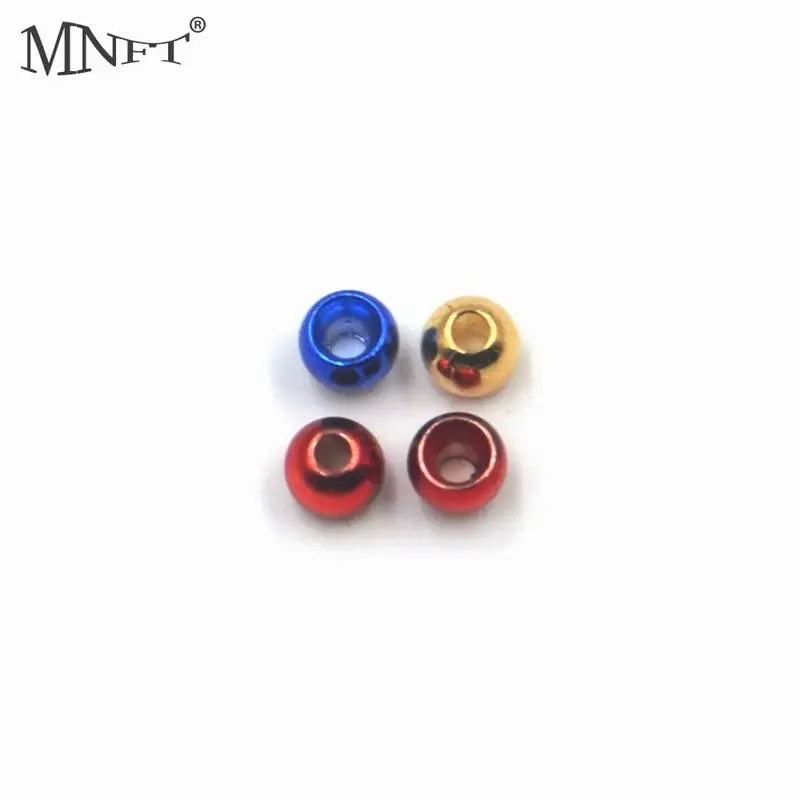 MNFT 100Pcs 3.4mm Red Blue Golden Brass Bead Fly Tying Fishing Material