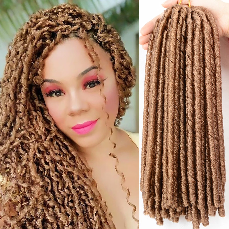 Full Star Häkelzöpfe Synthetische Haarverlängerungen Weiche Faux Locs Schwarz Braun Bug Farbe 70 G/Pack Häkelhaar für Frauen – Detail 11