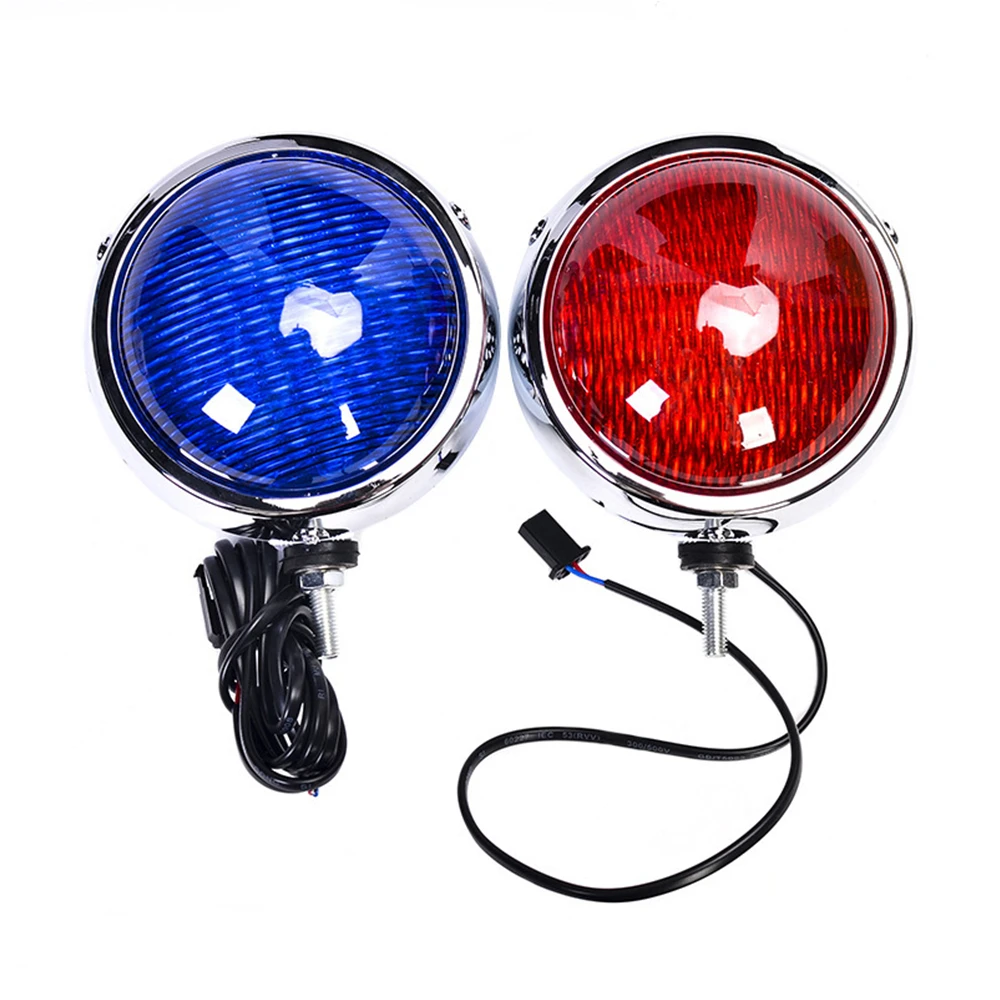 1 Set 12V LED stroboscopi luci della polizia per moto luci stroboscopiche rotonde Patrol moto luci lampeggianti anteriori rosso blu