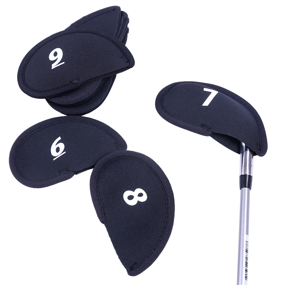 10 Pcs/Set Golf Club Iron Head Cover , Protect Golf Clubs Head, Simple Thickening Club Head Cover with Numbers 3456789 A Pw Sw