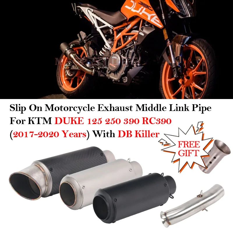 Slip on Motorcycle Modified Muffler Escape Moto DB Killer For KTM DUKE 125 250 390 RC390 Exhaust 2017-2020 Year Middle Link Pipe