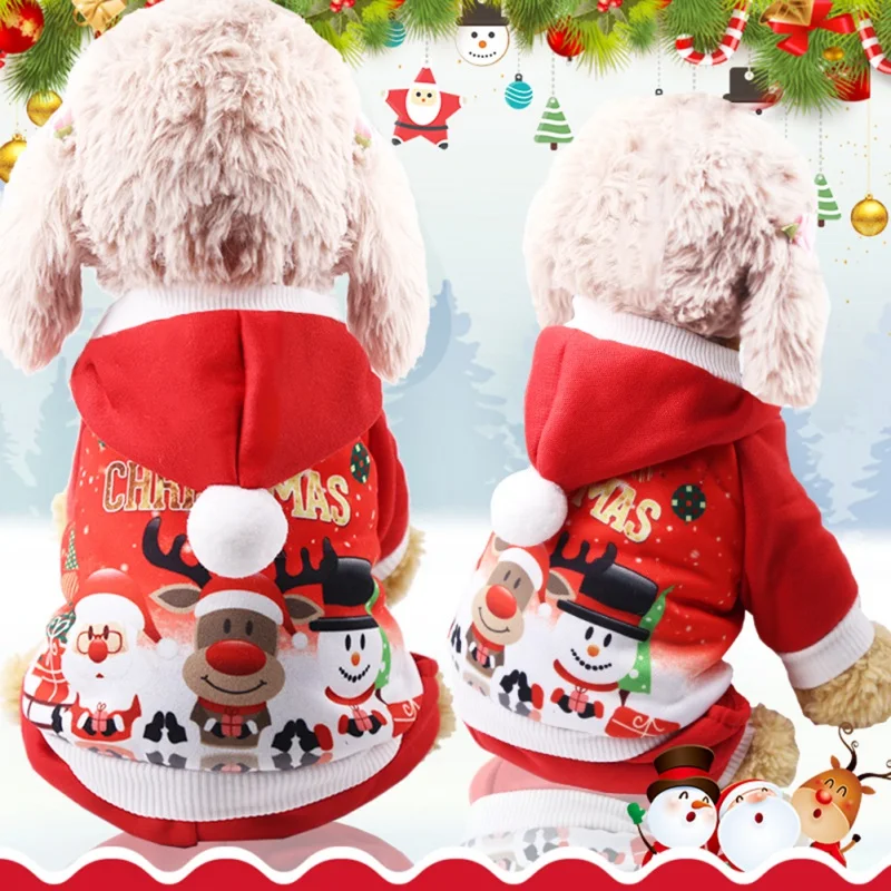 Pet Hooded Coat Christmas Dog Clothes New Year Pets Dogs Clothing For Small Medium Dogs Costume Warm Chihuahua Dog Hoodies