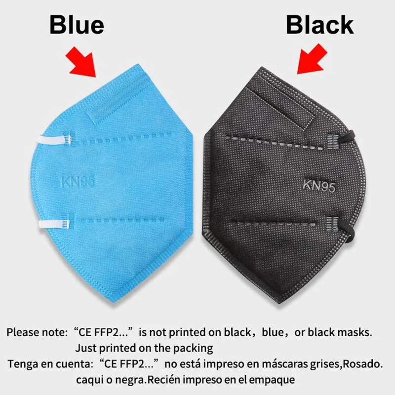 60 PCS FFP2 Mask Adult Health Protection Mask KN95 Reusable Strong Filtration Safety Dust Respirator Face Masks Fast Delivery