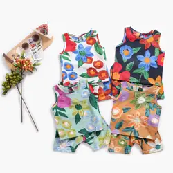 Sanlutoz Summer Baby Clothing Sets Cotton Toddler Infant Sets 2pcs Flower Printing Sleeveless Baby Girls Clothes Holidays