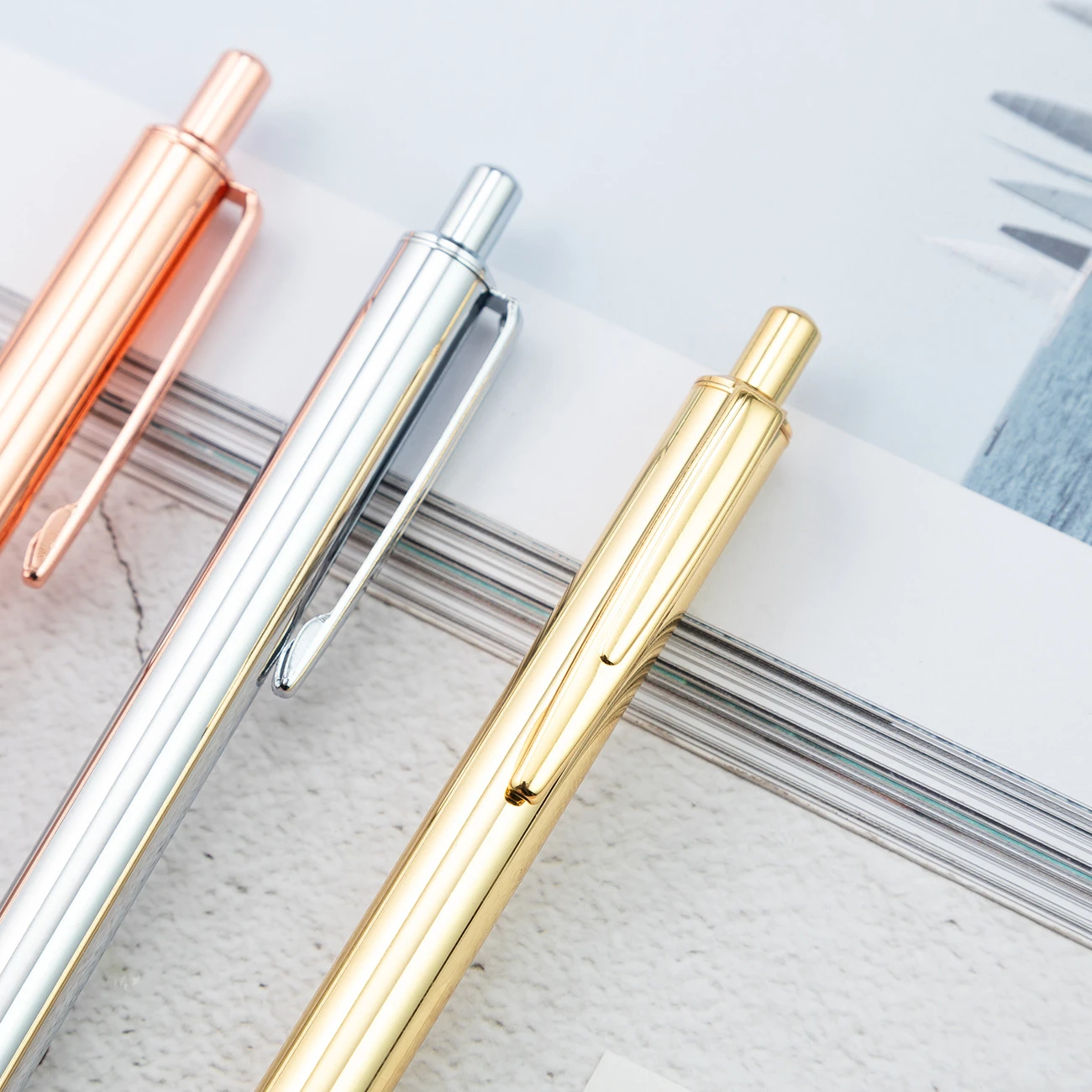1-3 pcs Lytwtw's Roller Ballpoint Pen Luxury Cute Wedding Rose Gold Metal Stationery School Office Supply High Quality Spinning image 2
