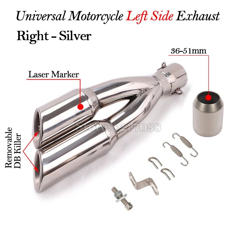 Universal Motorcycle Double Hole Exhaust Pipe Pot Echappement Moto Motorbike Muffler Escape For benelli 502C Ninja 250 R1 R3 R25