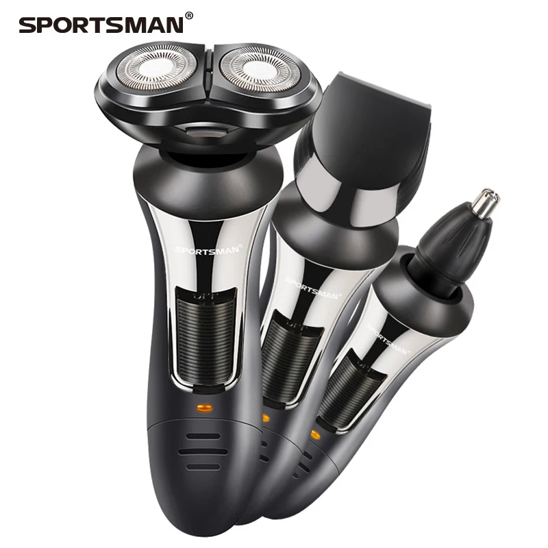 

SPORTSMAN 3 In 1 Men Electric Shavers Triple Razor Multifunction Waterproof Nose Hair Trimmer Shaved Hair Head USB Rechargeable