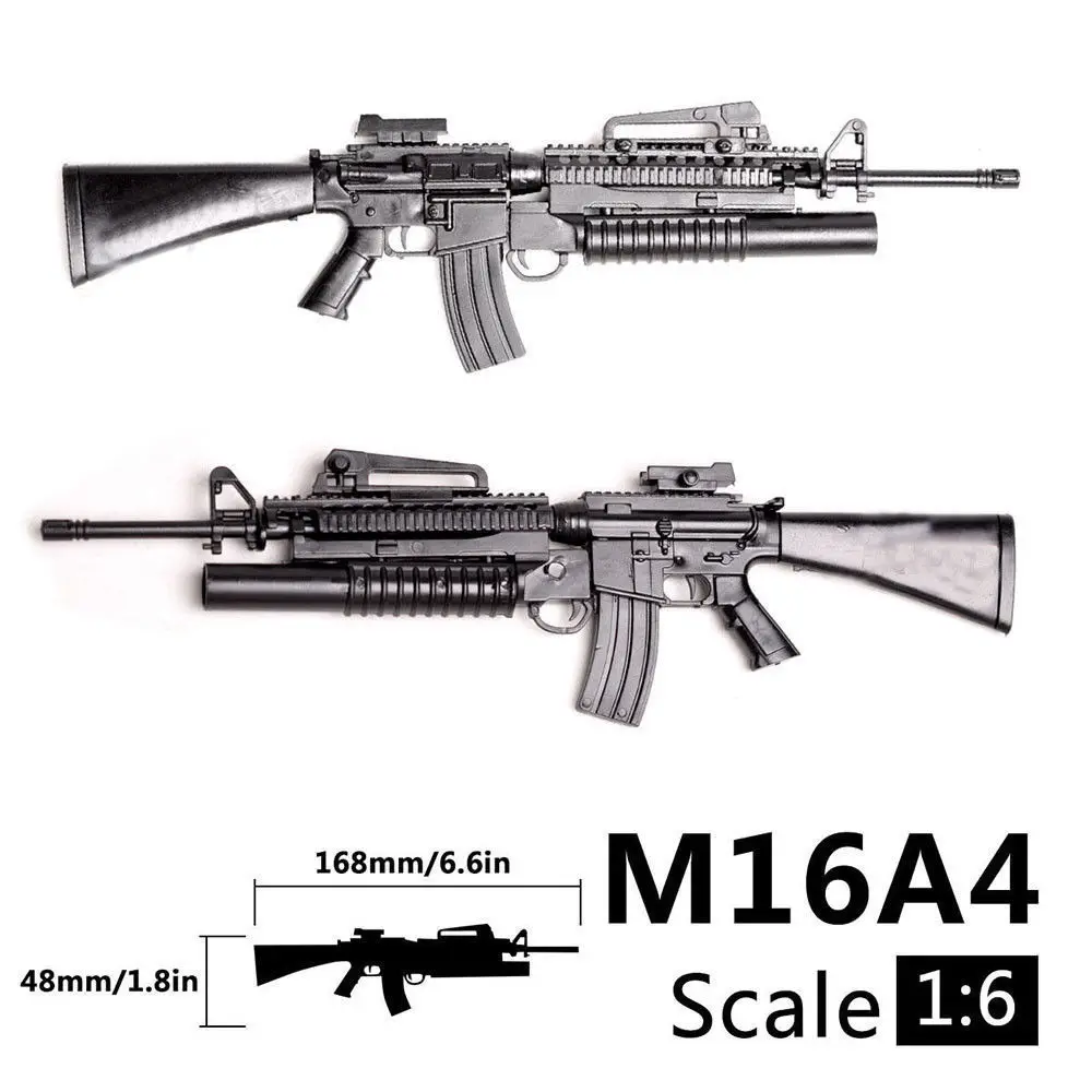 1:6 1/6 Scale M16A4 Assault/Automatic Rifle Launcher Plastic 4D Gun Model for 12