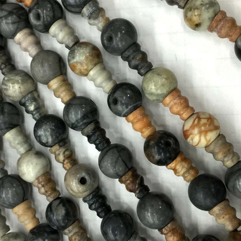 Veemake Dumortierite Sardonyx Agate Jasper Aventurine Pagoda Tee Buddha Head Tibet Guru Beads Fit Jewelry DIY Necklace Bracelets