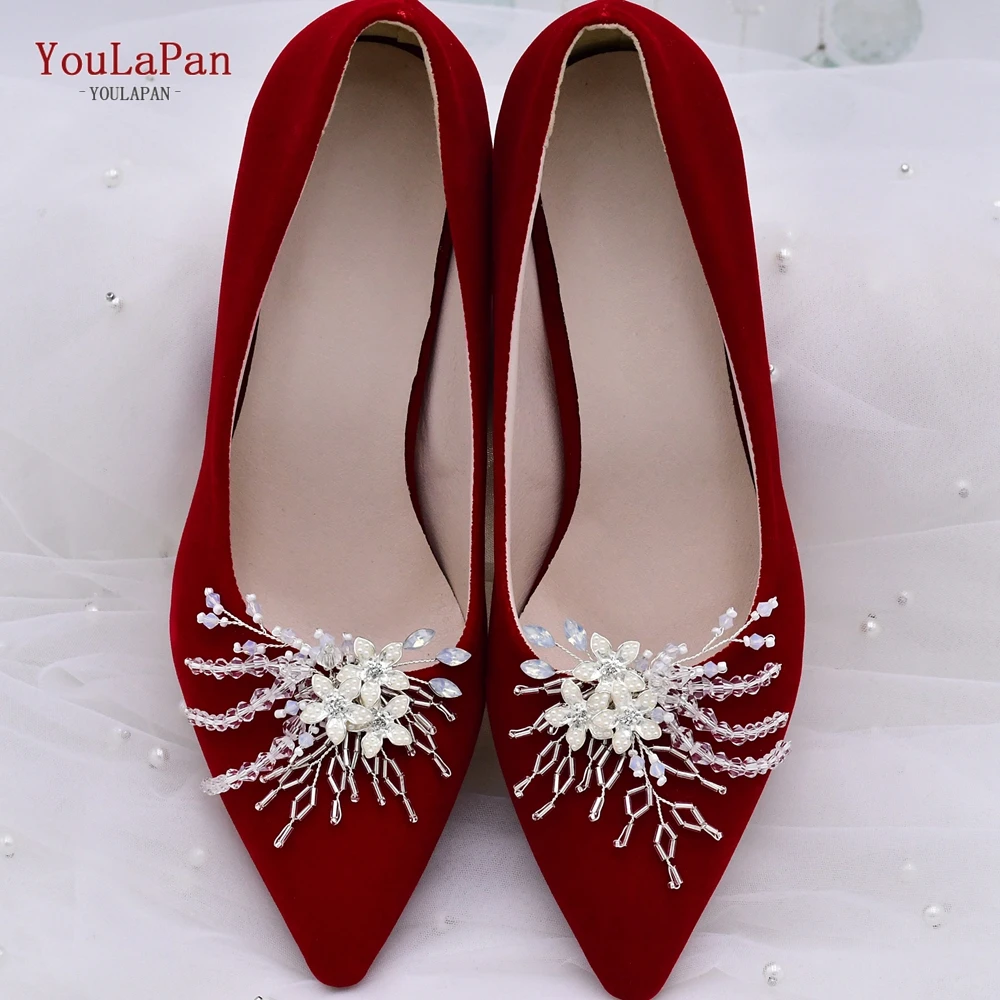 YouLaPan 2 Pieces of Ladies Crystal Shoe Clip Alloy Flower Charm Metal Shoe Clip Bridal Shoes Rhinestone Accessories Wedding X17