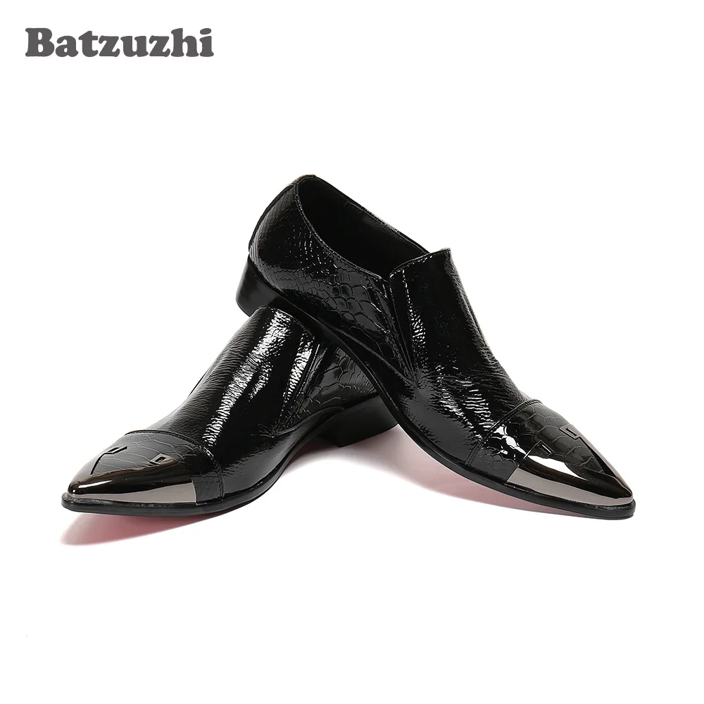 Batzuzhi Luxury Handmade Men Shoes Pointed Toe Formal Leather Dress Shoes Slip-on Business Leather Shoes, Big Size EU38-46