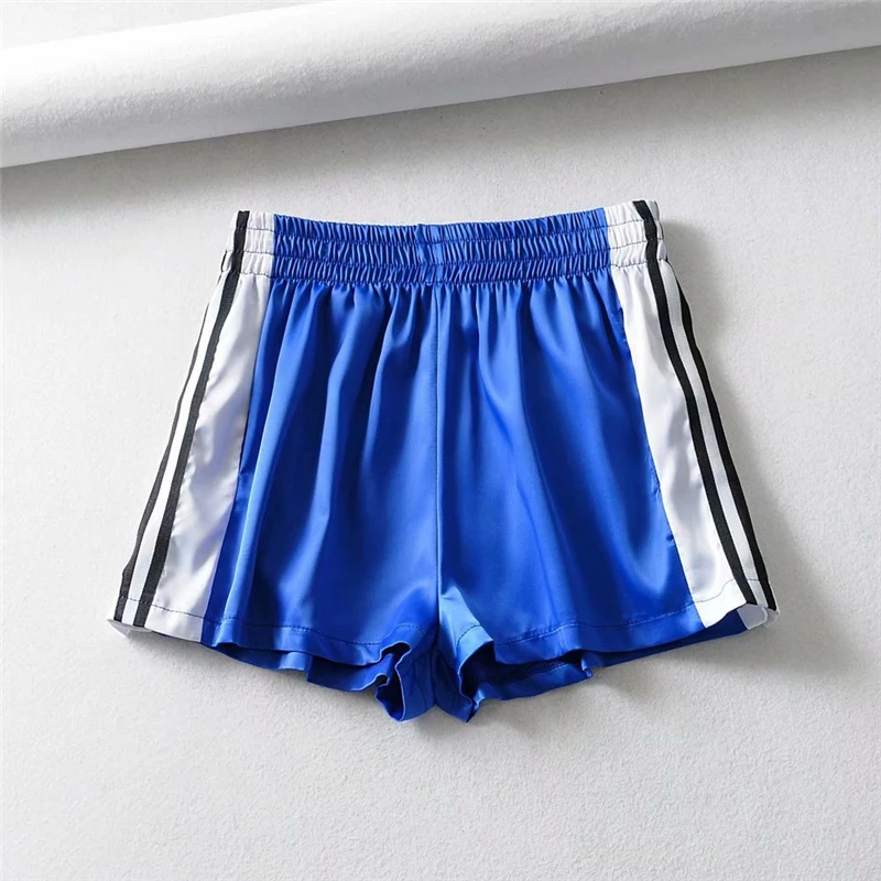 Summer Satin Booty Shorts Women Blue Korean Elastic Club Shorts Streetwear High Waist Short Sparkly Kawaii Sweat Shorts 2020