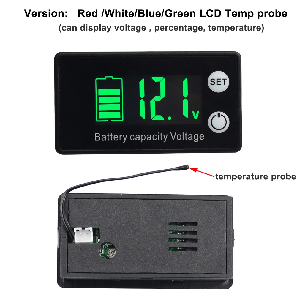 Indicador de nivel de capacidad de batería, medidor de voltaje de cc 7-70V, Li-ion, plomo-ácido, LiFePO4, LFP, voltímetro Digital para coche y