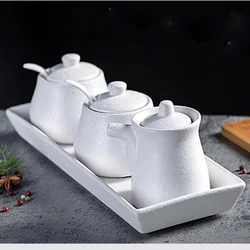 Japanese-style Ceramic Seasoning Pot Household Creative Kitchen Oil Salt Sugar Monosodium Glutamate Condiment Box Oil Pourer