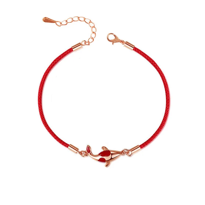 Chinese Style Trend New Lucky Red Rope Transit Koi Bracelet Korean Trend Fashion Wild Sweet Red Fish Girlfriend Gift Bracelet