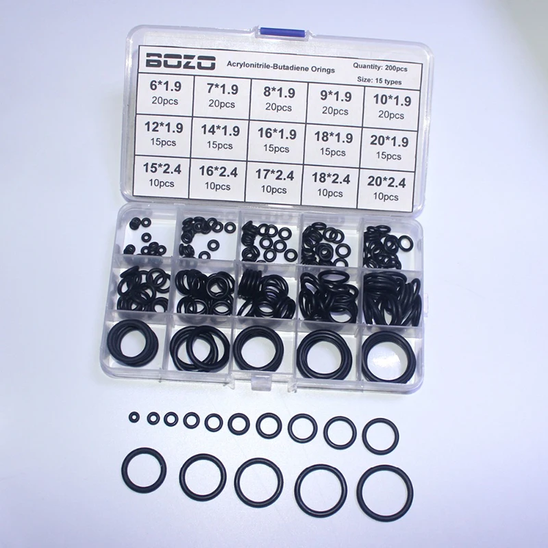 Imagem -04 - Nbr Rubber Sealing Gasket Substituições Duráveis o Anéis Soquete Preto 15 Tamanhos Flúor Gel de Sílica 200 Pcs
