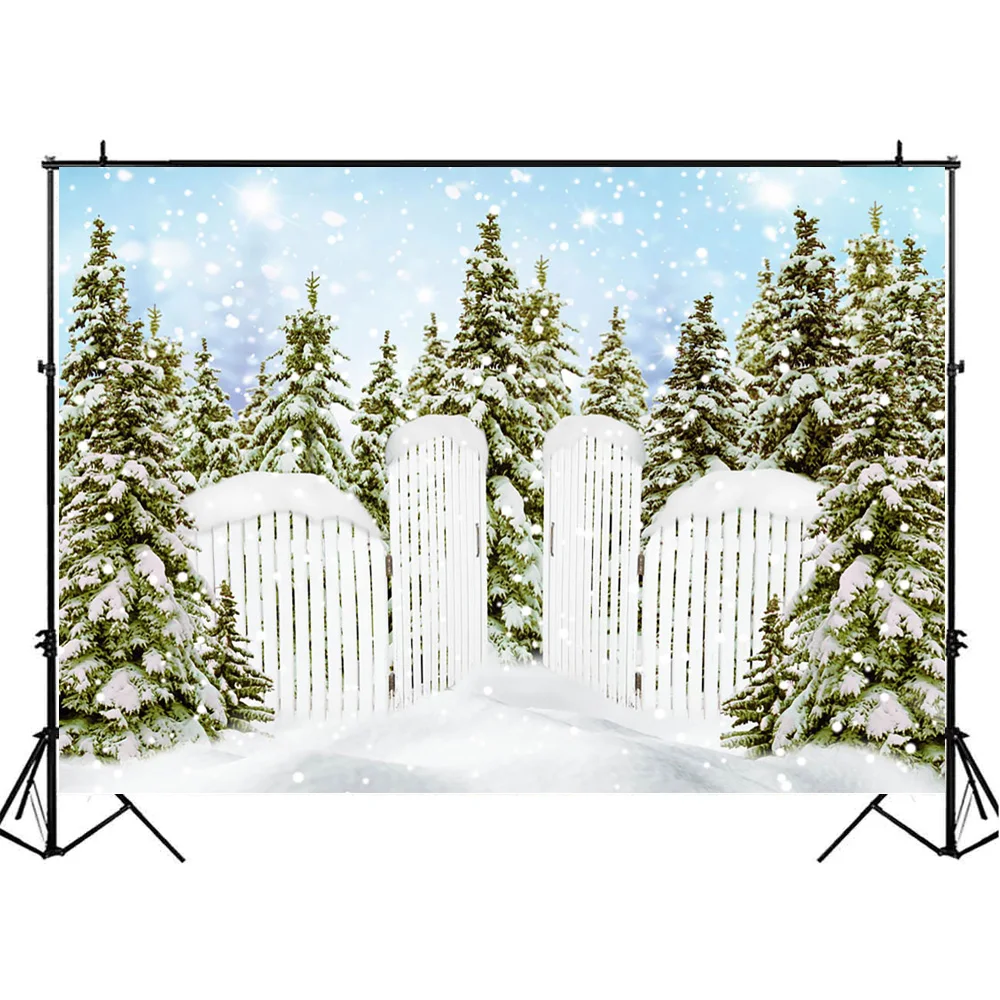 Mocsicka冬の写真の背景雪の松の森のフィールド写真スタジオのための白い庭の写真の背景日光の写真