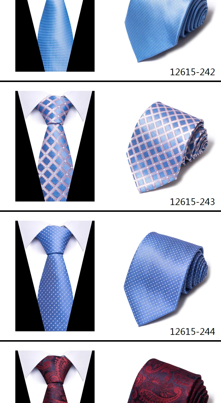 Krawatte Gravatas Mode Großhandel gewebt 8cm Krawatte Hochzeit Accessoires Blue Man Dot Fit Gruppe Party Büro – Detail 22