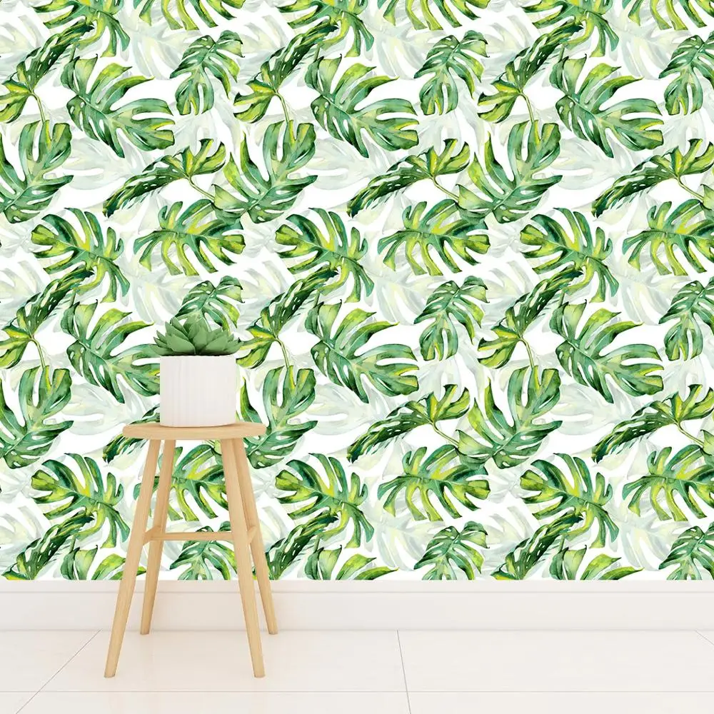 HaoHome Flowers and Plants Peel and Stick Wallpaper Removable Multi-Color Vinyl Adhesive Floral Wallcoverings Living Room Decor