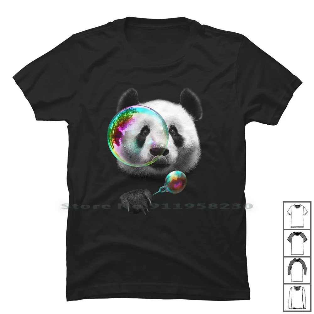 Panda Bubblemaker T Shirt 100% Cotton Animals Bubble Panda Pet Pan Ny Ak Animals Funny