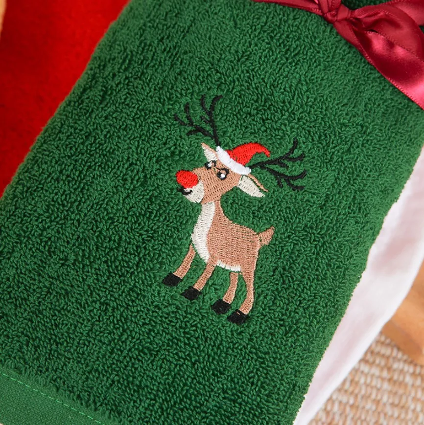 Soft Cotton Towels Merry Christmas Santa Claus Hand Towels 32x45cm Absorbent Hand Bath Towels for Home Hotel Bathroom