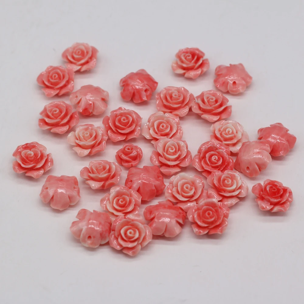 10Pcs Natural Corals Beads Red Flower Shaped Loose Spacer With Holes Beaded For Jewelry Making DIY Bracelet Necklace Accessories